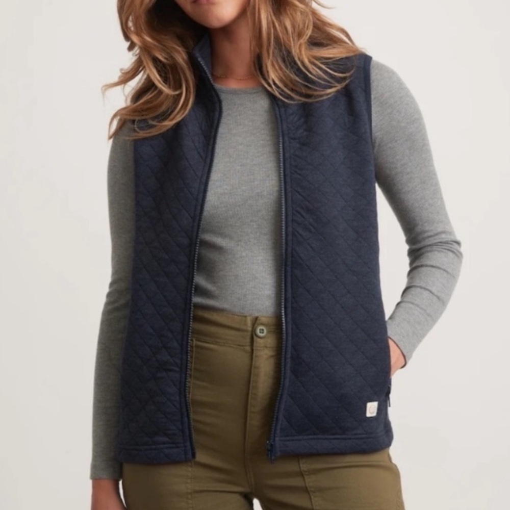 Marine Layer Corbet Full Zip Vest Quilted Blue Small